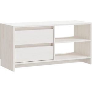 vidaXL Solid Pinewood TV Cabinet - Modern White Storage Furniture vidaXL Solid Pinewood TV Cabinet - Modern White Storage Furniture
