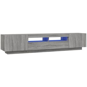 vidaXL Grey Sonoma TV Cabinet with LED Lights - TV Stand Media Unit vidaXL Grey Sonoma TV Cabinet with LED Lights - TV Stand Media Unit