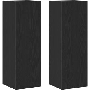 Vidaxl - Wall-Mounted tv Cabinets - 2 pcs Black Oak, 30.5x30x90 cm, Made from Engineered Wood Vidaxl - Wall-Mounted tv Cabinets - 2 pcs Black Oak, 30.5x30x90 cm, Made from Engineered Wood