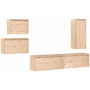vidaXL 5x Solid Wood Pine TV Cabinets Wall Mounted Shelf Stand - TV Cabinet vidaXL 5x Solid Wood Pine TV Cabinets Wall Mounted Shelf Stand - TV Cabinet