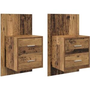 Wall-mounted Bedside Cabinet 2 pcs Old Wood 48.5 x 32.5 x 80 cm vidaXL Wall-mounted Bedside Cabinet 2 pcs Old Wood 48.5 x 32.5 x 80 cm vidaXL