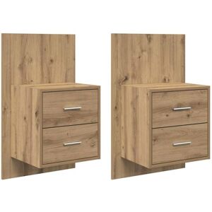 Wall-mounted Bedside Cabinet with Drawer 2 pcs Artisan Oak vidaXL Wall-mounted Bedside Cabinet with Drawer 2 pcs Artisan Oak vidaXL