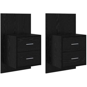 Wall-mounted Bedside Cabinet with Drawer 2 pcs Black Oak vidaXL Wall-mounted Bedside Cabinet with Drawer 2 pcs Black Oak vidaXL