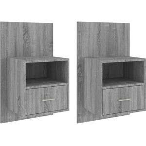 Wall-mounted Bedside Cabinets 2 pcs Grey Sonoma Vidaxl Wall-mounted Bedside Cabinets 2 pcs Grey Sonoma Vidaxl