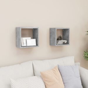 Wall Cube Shelves 2 pcs Concrete Grey 26x15x26 cm vidaXL Wall Cube Shelves 2 pcs Concrete Grey 26x15x26 cm vidaXL