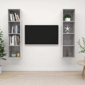vidaXL Wall-mounted TV Cabinet - 2 pcs Cement Grey vidaXL Wall-mounted TV Cabinet - 2 pcs Cement Grey