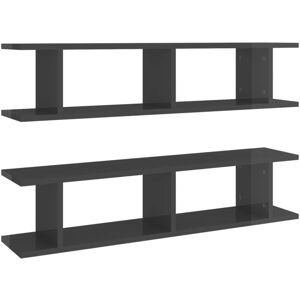 Wall Shelf 2 pcs High Gloss Grey 90x18x20 cm Engineered Wood Vidaxl Wall Shelf 2 pcs High Gloss Grey 90x18x20 cm Engineered Wood Vidaxl