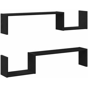 Wall Shelf 2 pcs Black oak 100 x 15 x 20 cm Engineered Wood Vidaxl Wall Shelf 2 pcs Black oak 100 x 15 x 20 cm Engineered Wood Vidaxl
