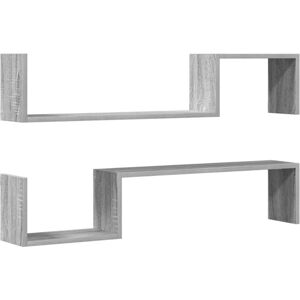 Wall Shelves 2 pcs Grey Sonoma 100x15x20 cm Engineered Wood Vidaxl Wall Shelves 2 pcs Grey Sonoma 100x15x20 cm Engineered Wood Vidaxl