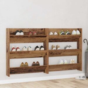 Wall Shoe Cabinets with Shelf Other Old wood Engineered wood vidaXL Wall Shoe Cabinets with Shelf Other Old wood Engineered wood vidaXL