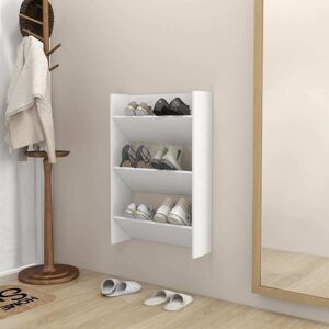 vidaXL Wall-mounted shoe cabinet White 60x18x90 cm Engineered wood - Wall-mounted shoe cabinet vidaXL Wall-mounted shoe cabinet White 60x18x90 cm Engineered wood - Wall-mounted shoe cabinet