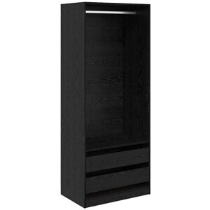 Wardrobe with Drawer Black Oak 80 x 50 x 200 cm Engineered Wood vidaXL Wardrobe with Drawer Black Oak 80 x 50 x 200 cm Engineered Wood vidaXL