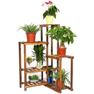 Unho - Vintage 6 Tier Wooden Corner Plant Stand Ladder Potted shelf Balconie Terrace Unho - Vintage 6 Tier Wooden Corner Plant Stand Ladder Potted shelf Balconie Terrace