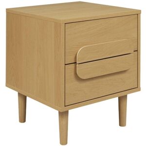 SWEEEK Vintage oak wood effect bedside table with 2 drawers, Juliana 40x40x50 cm SWEEEK Vintage oak wood effect bedside table with 2 drawers, Juliana 40x40x50 cm