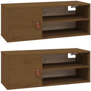 Vidaxl - Wall Cabinets 2 pcs Honey Brown 80x30x30 cm Solid Wood Pine Vidaxl - Wall Cabinets 2 pcs Honey Brown 80x30x30 cm Solid Wood Pine