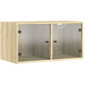 vidaXL Sonoma Oak Wall Cabinet - Glass Doors Bathroom Storage vidaXL Sonoma Oak Wall Cabinet - Glass Doors Bathroom Storage
