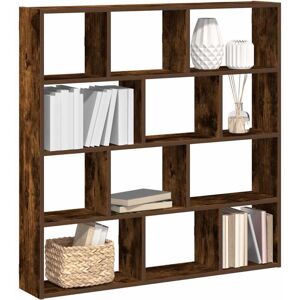 Wall Cube Shelf 12 Compartments Smoked Oak Engineered Wood vidaXL Wall Cube Shelf 12 Compartments Smoked Oak Engineered Wood vidaXL