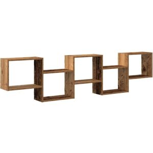vidaXL Wall Cube Shelf 5 Compartments Old Wood Engineered Wood vidaXL Wall Cube Shelf 5 Compartments Old Wood Engineered Wood