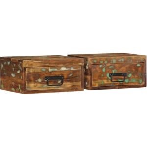 Wall-mounted Bedside Cabinets 2 pcs Solid Wood Reclaimed Vidaxl Wall-mounted Bedside Cabinets 2 pcs Solid Wood Reclaimed Vidaxl