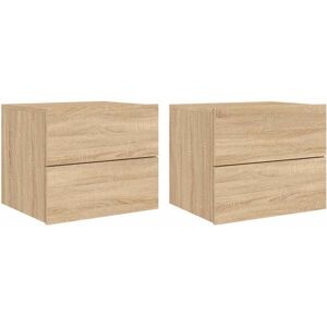 Vidaxl - Wall-mounted Bedside Cabinets with led Lights 2 pcs Sonoma Oak Vidaxl - Wall-mounted Bedside Cabinets with led Lights 2 pcs Sonoma Oak