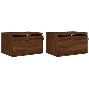 Vidaxl - Wall-mounted Bedside Cabinets with led Lights 2 pcs Brown Oak Vidaxl - Wall-mounted Bedside Cabinets with led Lights 2 pcs Brown Oak