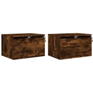 Vidaxl - Wall-mounted Bedside Cabinets with led Lights 2 pcs Smoked Oak Vidaxl - Wall-mounted Bedside Cabinets with led Lights 2 pcs Smoked Oak
