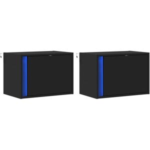 Vidaxl - Wall-mounted Bedside Cabinets with led Lights 2 pcs Black Vidaxl - Wall-mounted Bedside Cabinets with led Lights 2 pcs Black