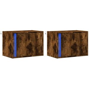 Vidaxl - Wall-mounted Bedside Cabinets with led Lights 2 pcs Smoked Oak Vidaxl - Wall-mounted Bedside Cabinets with led Lights 2 pcs Smoked Oak