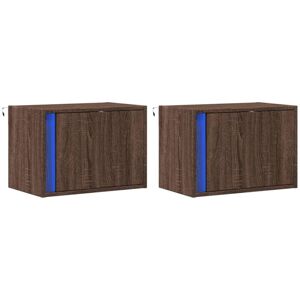 Vidaxl - Wall-mounted Bedside Cabinets with led Lights 2 pcs Brown Oak Vidaxl - Wall-mounted Bedside Cabinets with led Lights 2 pcs Brown Oak