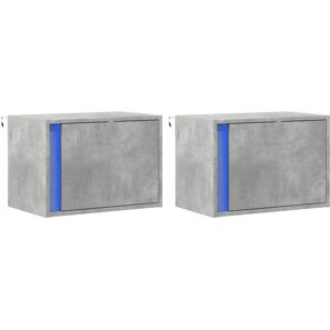 Vidaxl - Wall-mounted Bedside Cabinets with led Lights 2 pcs Concrete Oak Vidaxl - Wall-mounted Bedside Cabinets with led Lights 2 pcs Concrete Oak