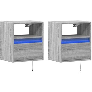 Vidaxl - Wall-mounted Bedside Cabinets with led Lights 2 pcs Grey Sonoma Vidaxl - Wall-mounted Bedside Cabinets with led Lights 2 pcs Grey Sonoma