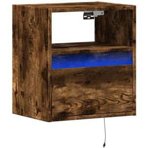 Wall-mounted Bedside Cabinet with led Lights Smoked Oak Vidaxl Wall-mounted Bedside Cabinet with led Lights Smoked Oak Vidaxl