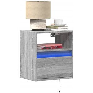 Wall-mounted Bedside Cabinet with led Lights Grey Sonoma Vidaxl Wall-mounted Bedside Cabinet with led Lights Grey Sonoma Vidaxl