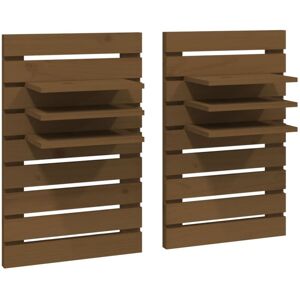 Wall-mounted Bedside Shelves 2 pcs Honey Brown Solid Wood Pine vidaXL Wall-mounted Bedside Shelves 2 pcs Honey Brown Solid Wood Pine vidaXL