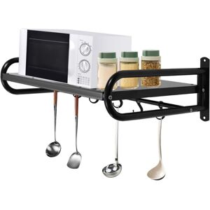 Cncest - Wall Mounted Microwave Bracket Carbon Steel Microwave Shelf with 6pcs Hooks Oven Rack Stand Multi Use Kitchen Shelf Holder Walll Mounted Cncest - Wall Mounted Microwave Bracket Carbon Steel Microwave Shelf with 6pcs Hooks Oven Rack Stand Multi Use Kitchen Shelf Holder Walll Mounted