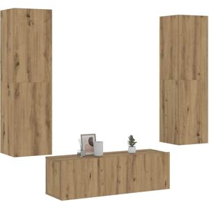 BONNEVIE Wall Mounted TV cabinets 3 pcs,TV stand,TV Unit Cabinet Artisan Oak Engineered Wood VSVS159077 BONNEVIE Wall Mounted TV cabinets 3 pcs,TV stand,TV Unit Cabinet Artisan Oak Engineered Wood VSVS159077