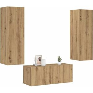 Bonnevie - Wall Mounted tv cabinets 3 pcs,TV stand,TV Unit Cabinet Artisan Oak Engineered Wood VSVS516299 Bonnevie - Wall Mounted tv cabinets 3 pcs,TV stand,TV Unit Cabinet Artisan Oak Engineered Wood VSVS516299