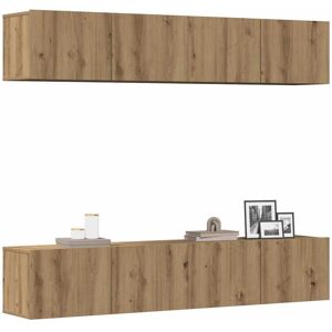 BONNEVIE Wall Mounted TV cabinets 4 pcs,TV stand,TV Unit Cabinet Artisan Oak Engineered Wood VSVS113232 BONNEVIE Wall Mounted TV cabinets 4 pcs,TV stand,TV Unit Cabinet Artisan Oak Engineered Wood VSVS113232