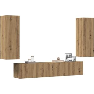 BONNEVIE Wall Mounted TV cabinets 4 pcs,TV stand,TV Unit Cabinet Artisan Oak Engineered Wood VSVS268627 BONNEVIE Wall Mounted TV cabinets 4 pcs,TV stand,TV Unit Cabinet Artisan Oak Engineered Wood VSVS268627