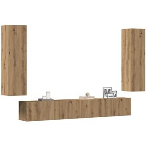 BONNEVIE Wall Mounted TV cabinets 4 pcs,TV stand,TV Unit Cabinet Artisan Oak Engineered Wood VSVS643556 BONNEVIE Wall Mounted TV cabinets 4 pcs,TV stand,TV Unit Cabinet Artisan Oak Engineered Wood VSVS643556