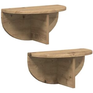 Wall Shelf 2 pcs Artisan Oak 38 x 19 x 19 cm Engineered Wood vidaXL Wall Shelf 2 pcs Artisan Oak 38 x 19 x 19 cm Engineered Wood vidaXL