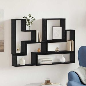 vidaXL Wall Cube Black Oak - Wall Shelf vidaXL Wall Cube Black Oak - Wall Shelf
