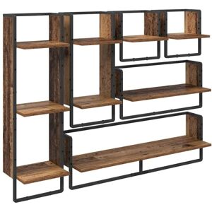 Wall Shelf Set 6 pcs Old Wood 100 x 25 x 30 cm Engineered Wood vidaXL Wall Shelf Set 6 pcs Old Wood 100 x 25 x 30 cm Engineered Wood vidaXL