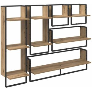 Wall Shelf Set with Shelf 6 pcs Artisan Oak 100 x 25 x 30 cm vidaXL Wall Shelf Set with Shelf 6 pcs Artisan Oak 100 x 25 x 30 cm vidaXL