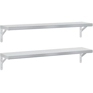 Wall Shelves 2 pcs 100x23.5 cm Silver Stainless Steel vidaXL Wall Shelves 2 pcs 100x23.5 cm Silver Stainless Steel vidaXL