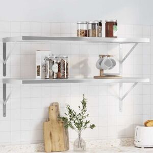 Wall Shelves 2 pcs 100x40 cm Silver Stainless Steel Vidaxl Wall Shelves 2 pcs 100x40 cm Silver Stainless Steel Vidaxl