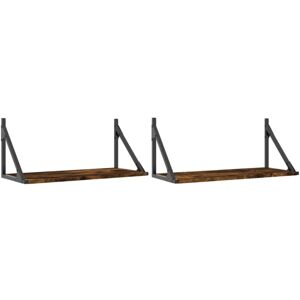 Wall Shelves 2 pcs Smoked Oak 60x25x25.5 cm Engineered wood Vidaxl Wall Shelves 2 pcs Smoked Oak 60x25x25.5 cm Engineered wood Vidaxl