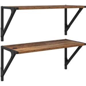 Wall Shelves 2 pcs Old Wood 60 x 25 x 25.5 cm Engineered Wood vidaXL Wall Shelves 2 pcs Old Wood 60 x 25 x 25.5 cm Engineered Wood vidaXL