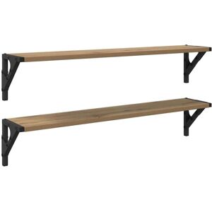 Wall Shelves with Shelf 2 pcs Artisan Oak 80 x 15 x 15.5 cm vidaXL Wall Shelves with Shelf 2 pcs Artisan Oak 80 x 15 x 15.5 cm vidaXL