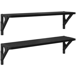 Wall Shelves 2 pcs Black Oak 60 x 15 x 15.5 cm Engineered Wood vidaXL Wall Shelves 2 pcs Black Oak 60 x 15 x 15.5 cm Engineered Wood vidaXL